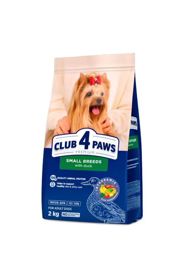 CLUB 4 PAWS KÜÇÜK IRK YETİŞKİN KÖPEKLER «ÖRDEKLİ» İÇİN TAM KURU MAMA 2 KG