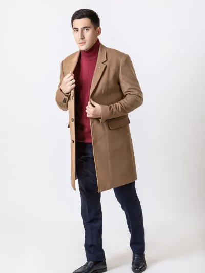 Erkek Kaşe Görünümlü Kaban – Camel