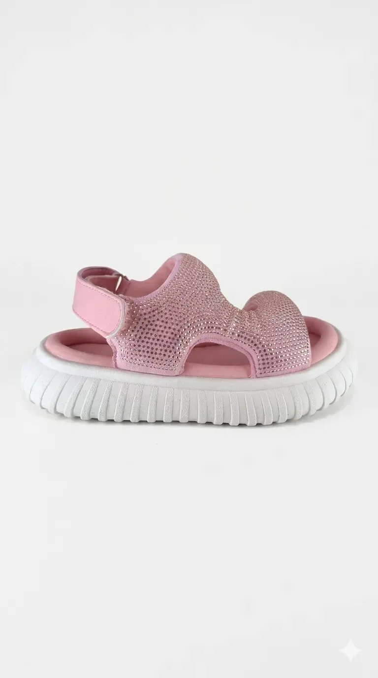 Taşlı Kız Çocuk Sandalet Pembe