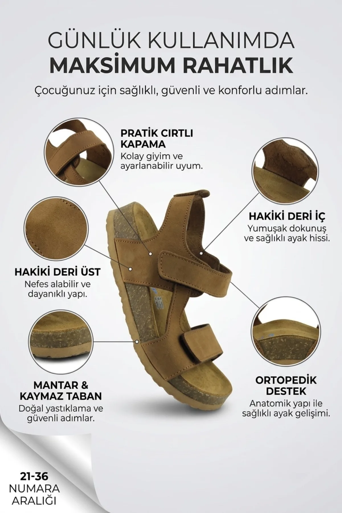 Taba Deri ve Ortopedik Bebek Sandalet