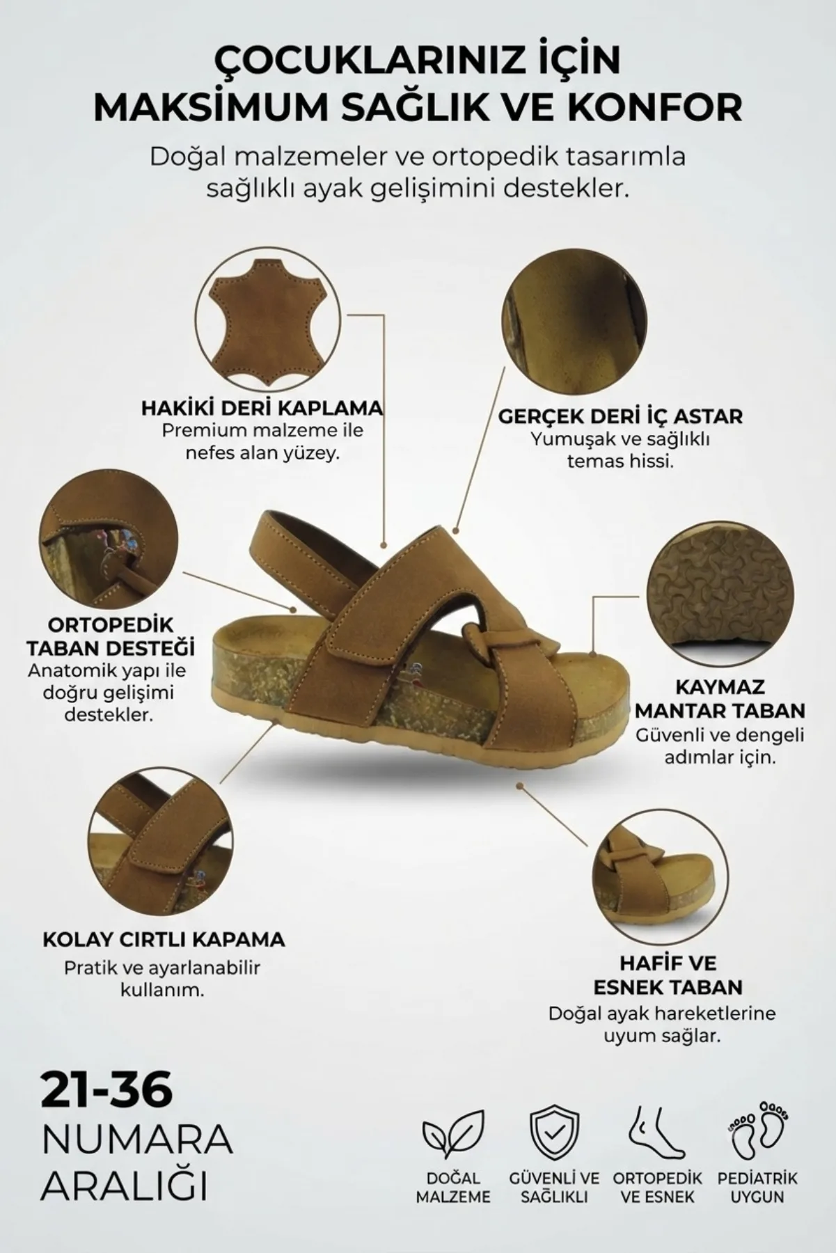 Taba Deri ve Ortopedik Bebek Sandalet