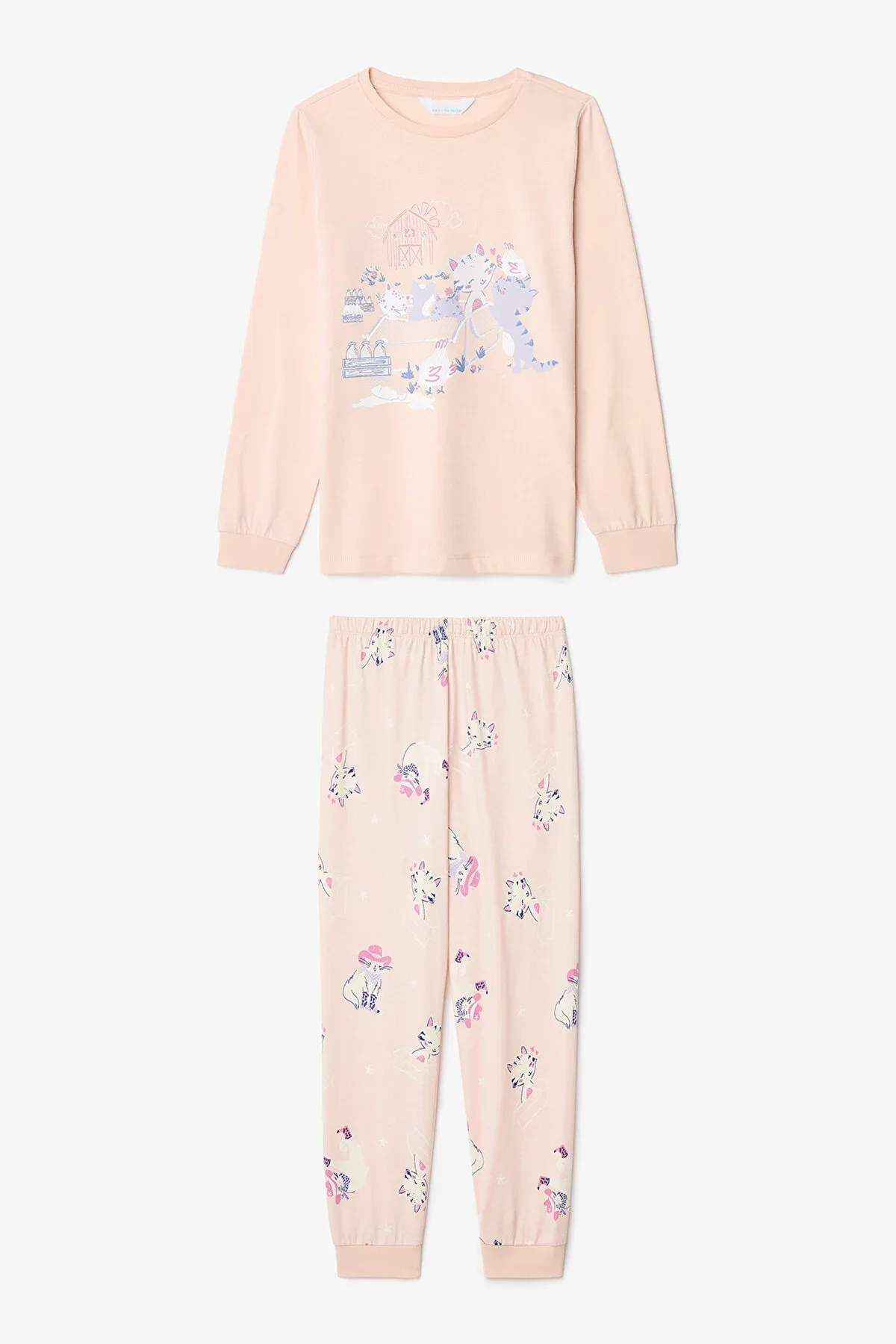 kiz cocuk kedi desenli pijama takimi ZEYDER2309