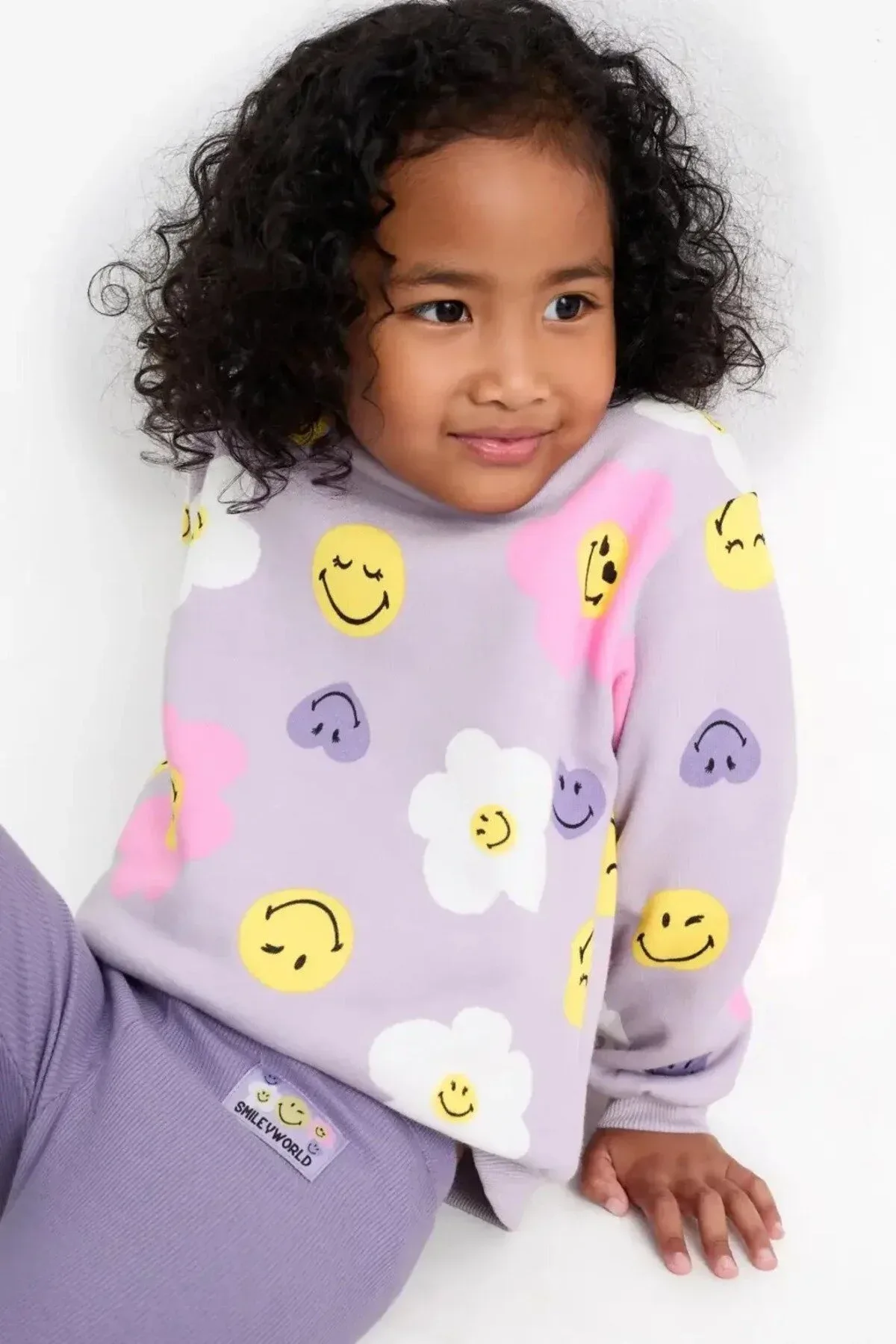 kız çocuk bebek lila baskılı sweatshirt tayt takım 2-10 yaş
