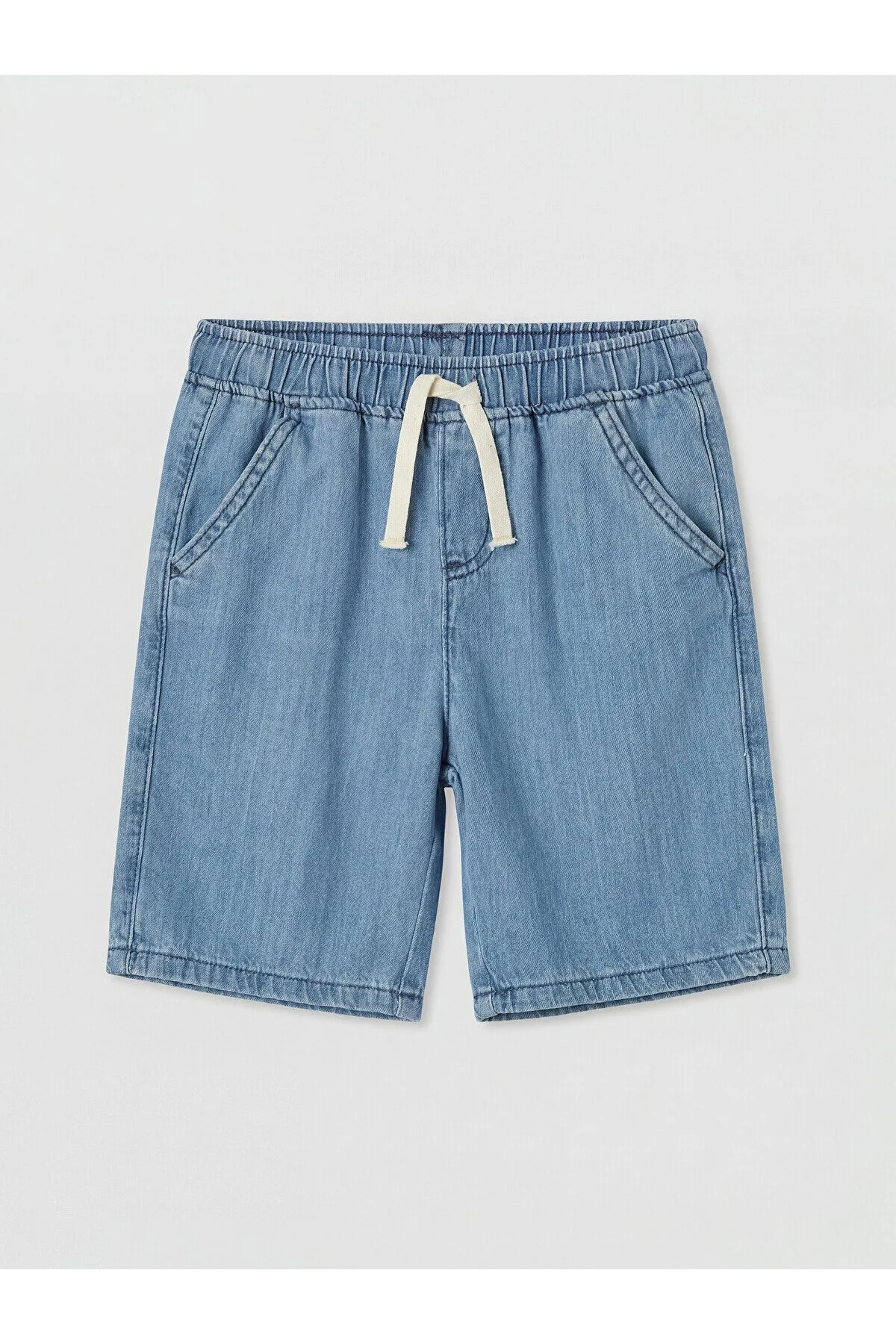 erkek çocuk beli lastikli jean şort mavi ZEYDER2181