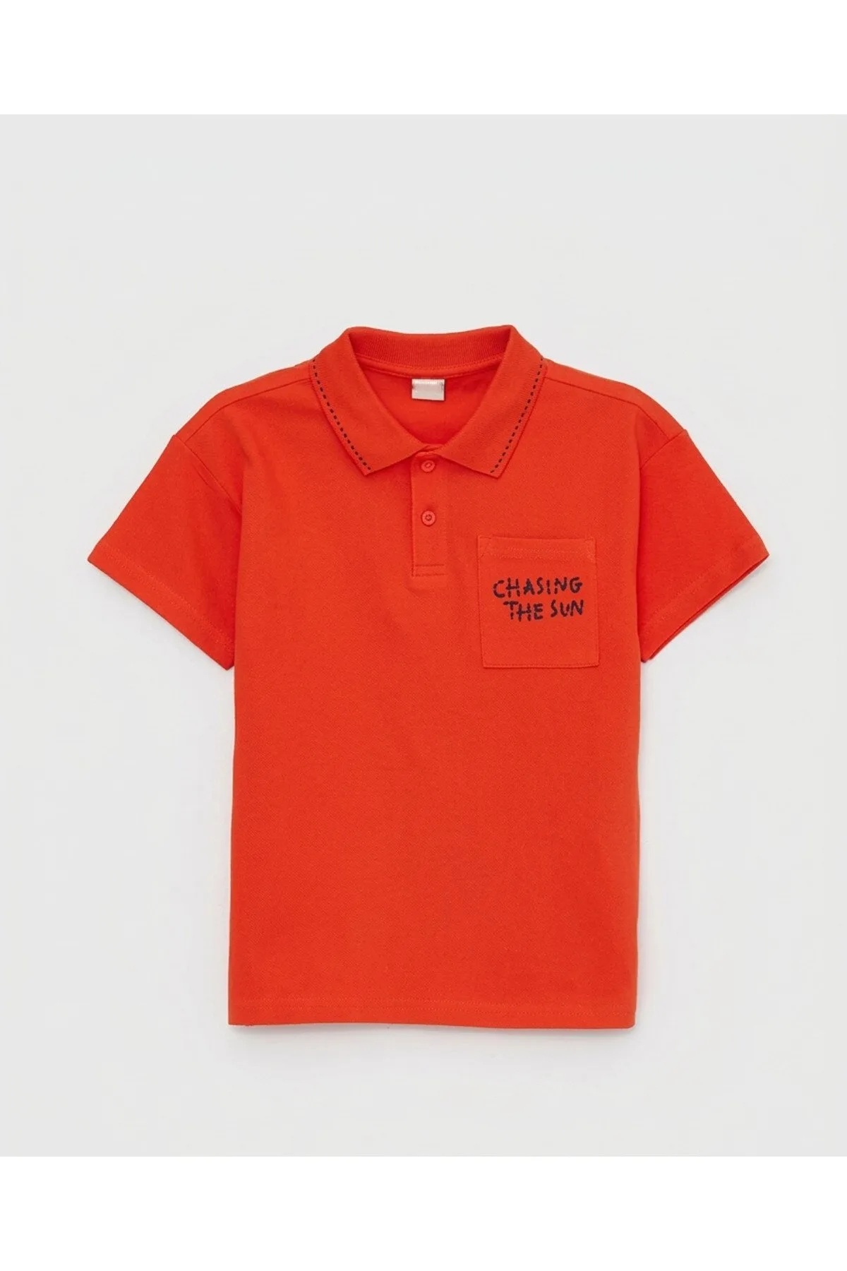 erkek çocuk oversize polo yaka t-shirt canlı turuncu 6-14 yaş