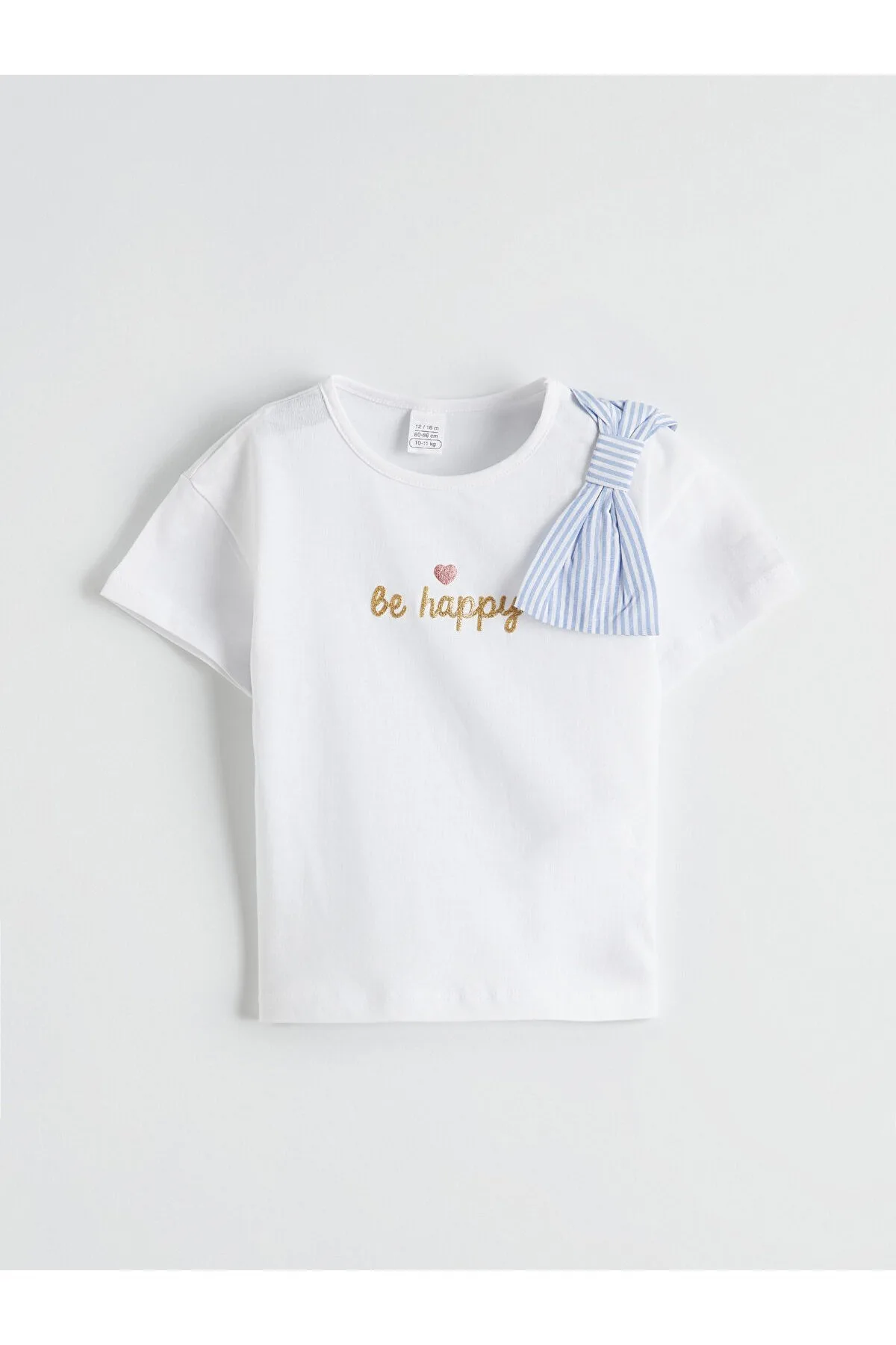 kız bebek fiyonk detaylı t-shirt beyaz ZEYDER2166