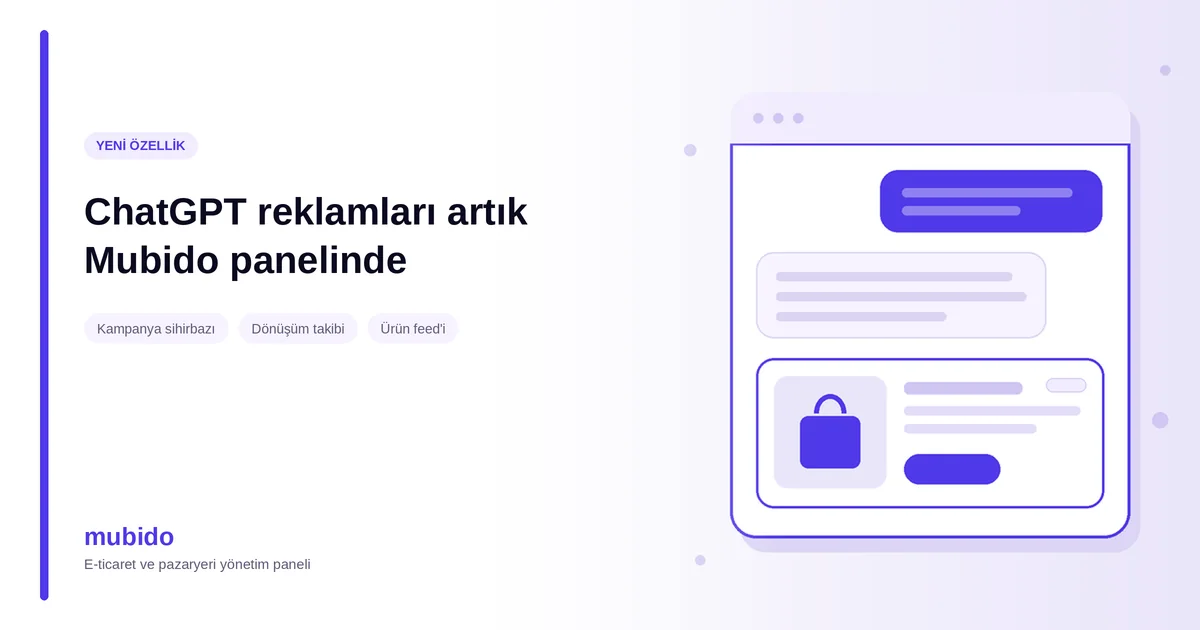 ChatGPT reklamları Mubido panelinde: sohbet içinde ürün reklamı kartı