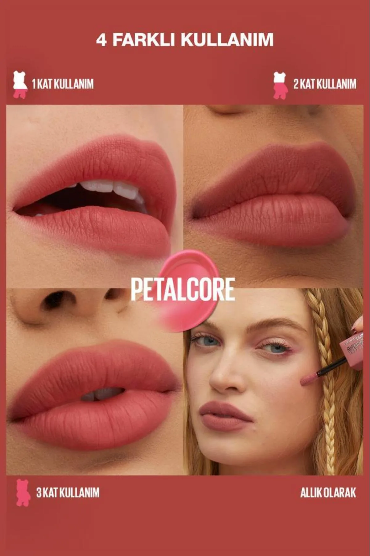 Maybelline Super Stay Teddy Tint Uzun Süre Kalıcı Likit Mat Tint 40 Petalcore 2