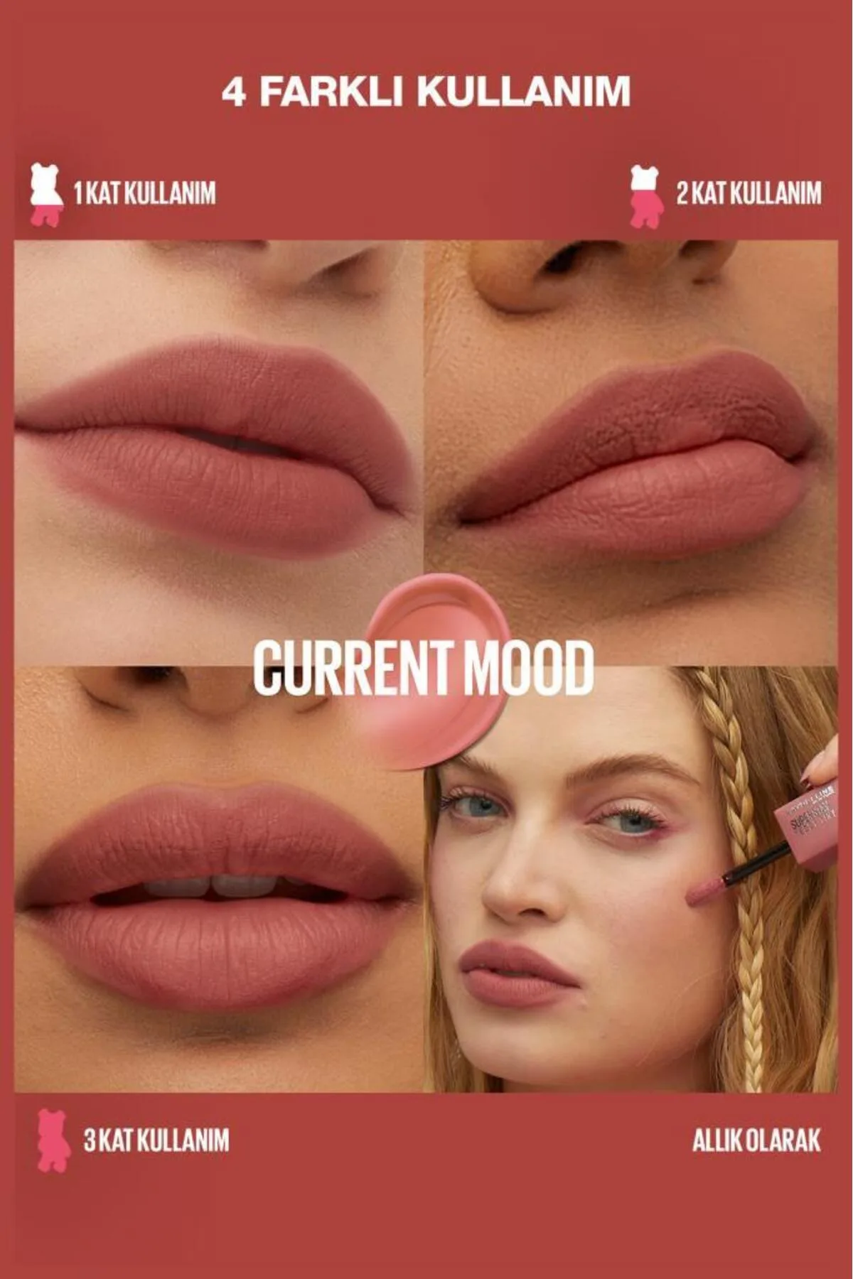 Maybelline Super Stay Teddy Tint Uzun Süre Kalıcı Likit Mat Tint 10 Current Mood 2