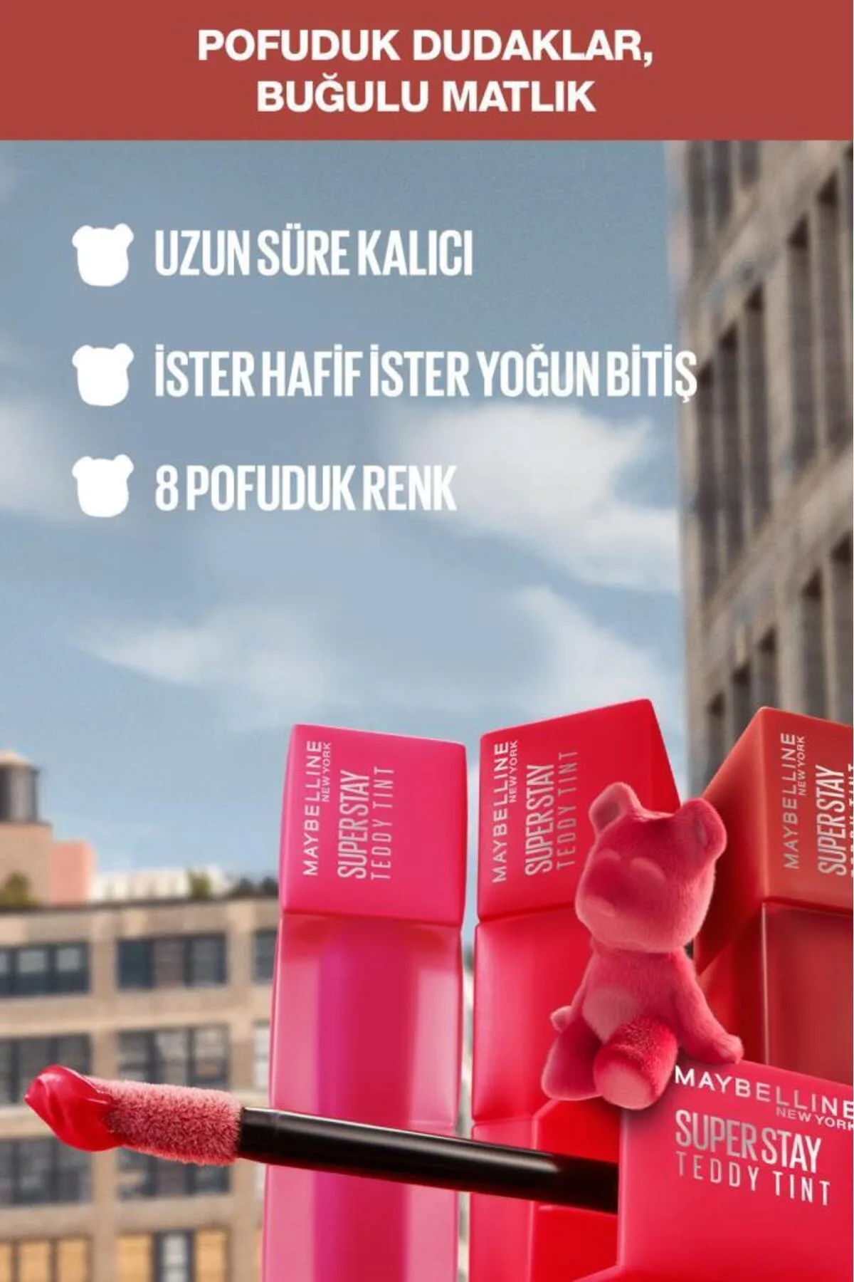 Maybelline Super Stay Teddy Tint Uzun Süre Kalıcı Likit Mat Tint 10 Current Mood 4