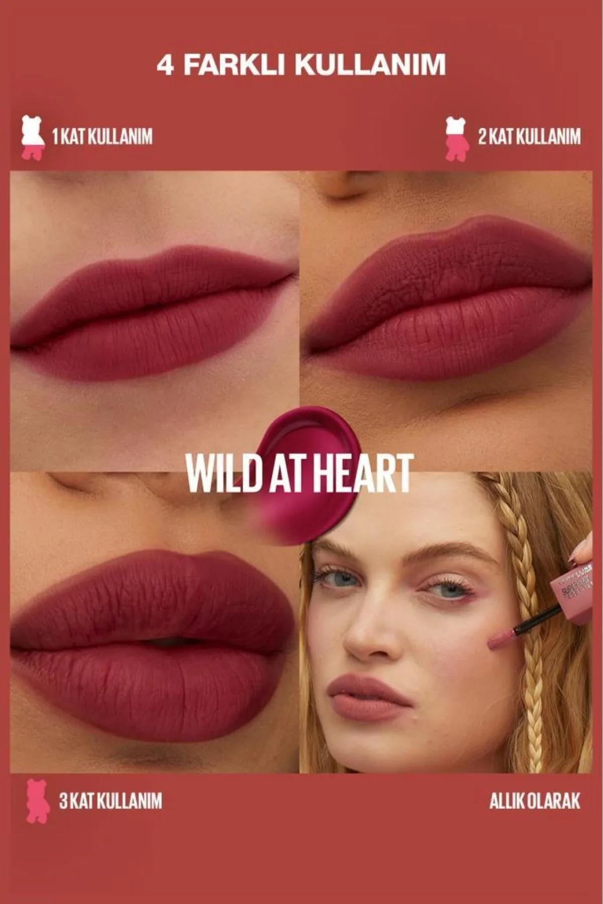 Maybelline Super Stay Teddy Tint Uzun Süre Kalıcı Likit Mat Tint 50 Wild at Heart 2