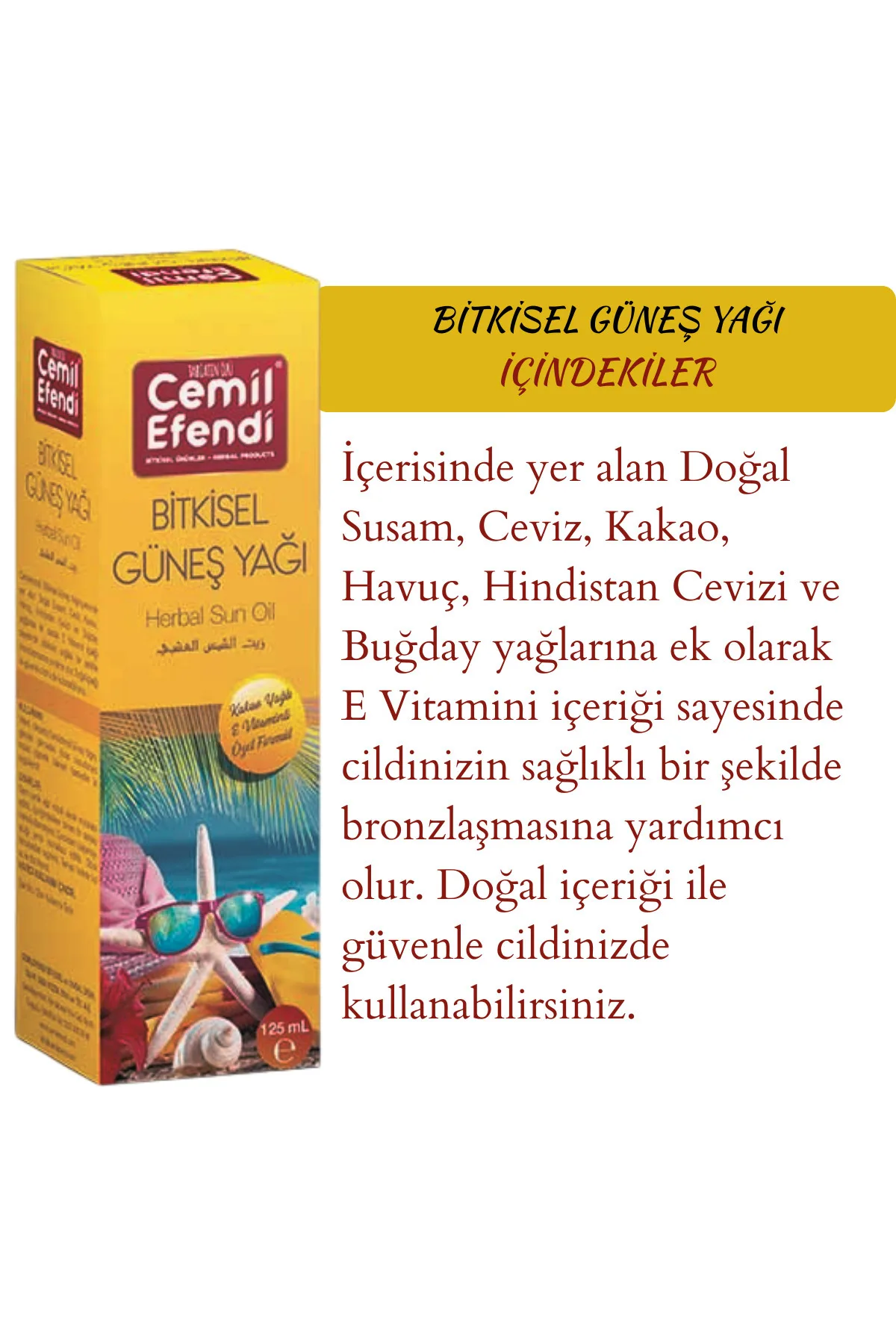 Cemil Efendi Güneş Yağı 125 ml Bitkisel 3