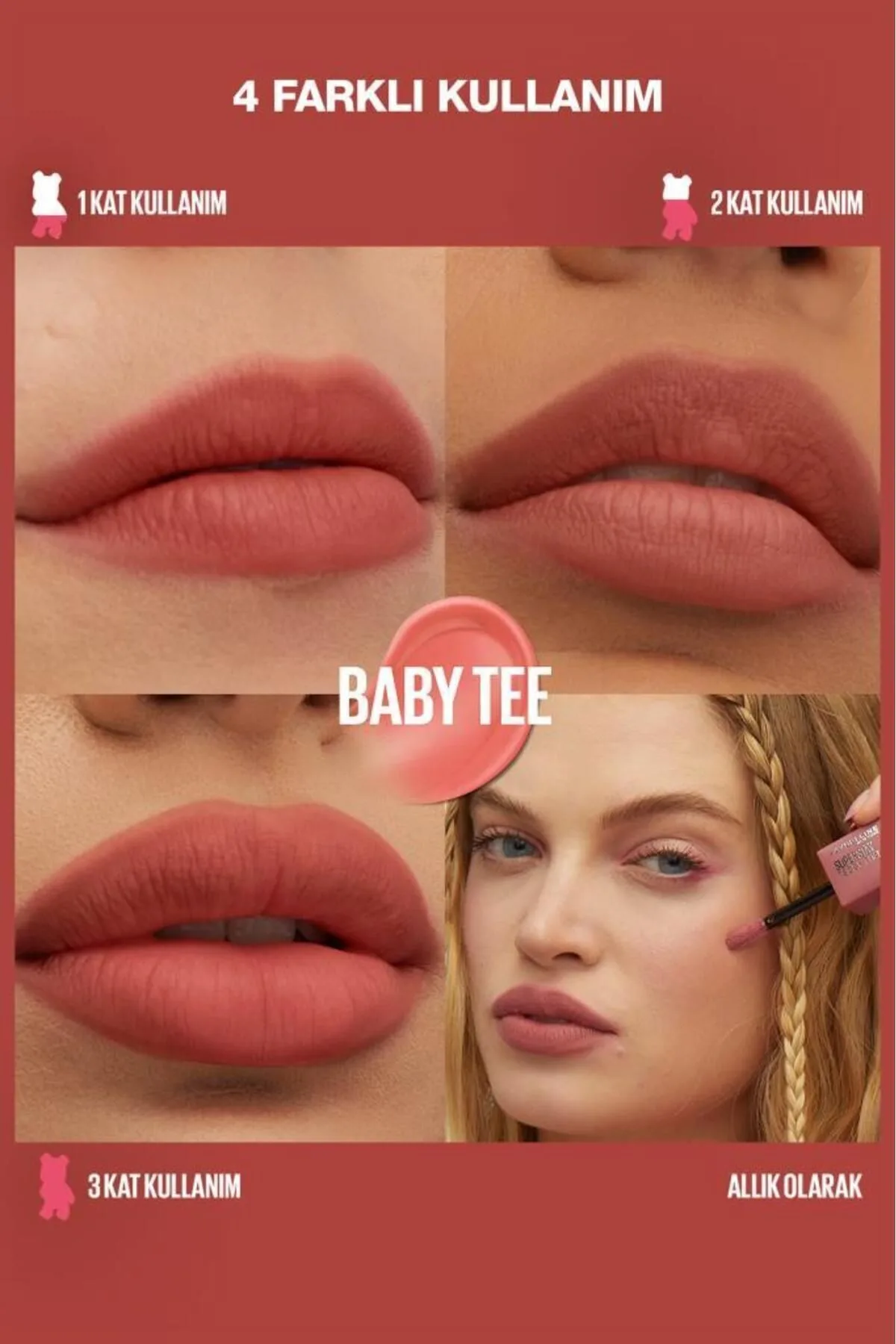 Maybelline Super Stay Teddy Tint Uzun Süre Kalıcı Likit Mat Tint 25 Baby Tee 2