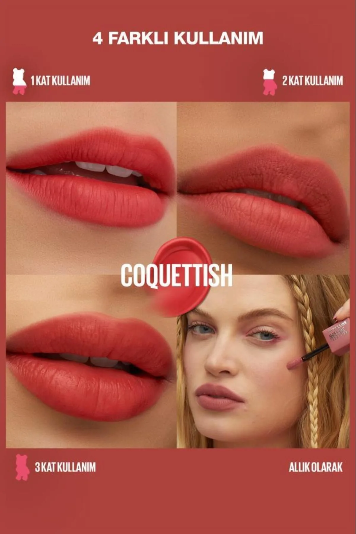 Maybelline Super Stay Teddy Tint Uzun Süre Kalıcı Likit Mat Tint 30 Coquettish 2