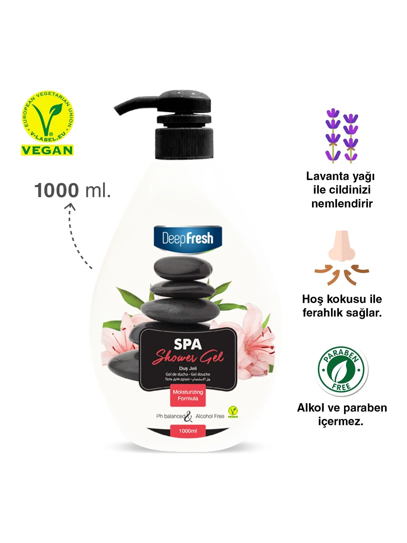 Deep Fresh Spa Duş Jeli 1 lt Canlandırıcı Etkili Ferahlatıcı Koku ile Cildinizi Temizler