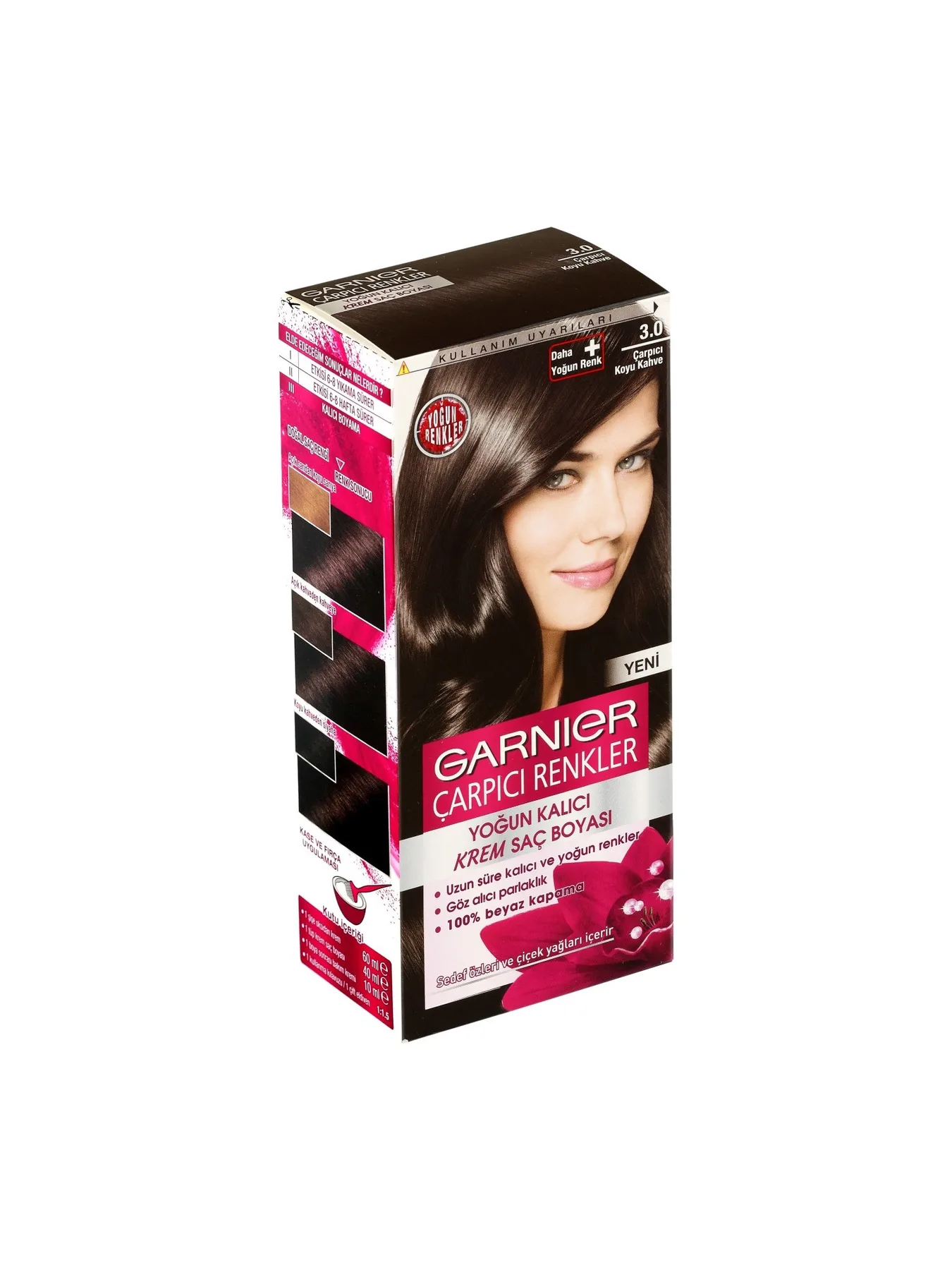 Garnier Amonyaksız Saç Boyası - Çarpıcı Kahve Rengi, Kalıcı Krem Formül, 3.0 Beyaz Kapatma, Besleyici Meyve Yağları İçeren Kompleks