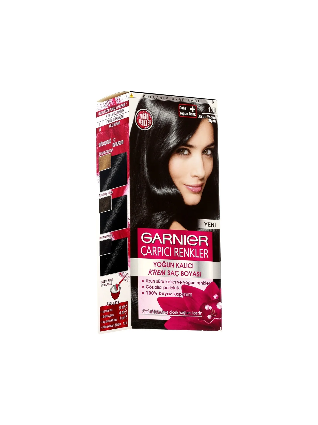 Garnier Amonyaksız Siyah Saç Boyası - 1.0 Beyaz Kapatma, Uzun Süre Kalıcı ve Canlı Renkler ile Saçlarınıza Canlılık Katın