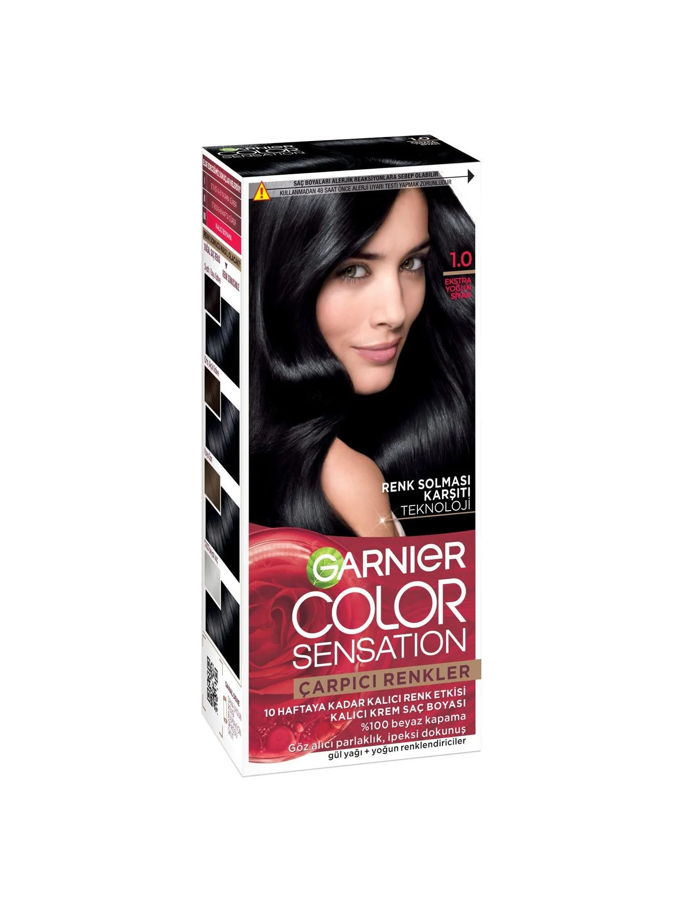 Garnier Amonyaksız Siyah Saç Boyası - 1.0 Beyaz Kapatma, Uzun Süre Kalıcı ve Canlı Renkler ile Saçlarınıza Canlılık Katın