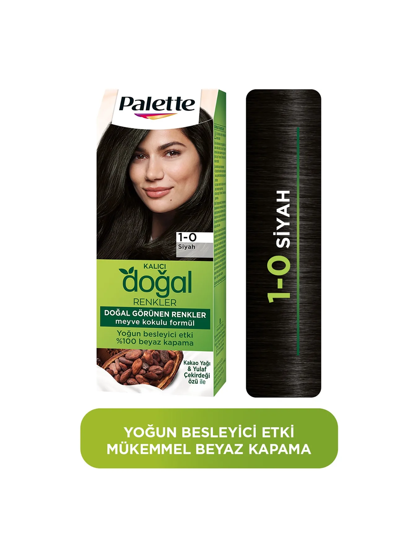 Palette Doğal Renkler 1-0 Siyah Saç Boyası Kakao Yağı & Yulaf Çekirdeği Özü İle