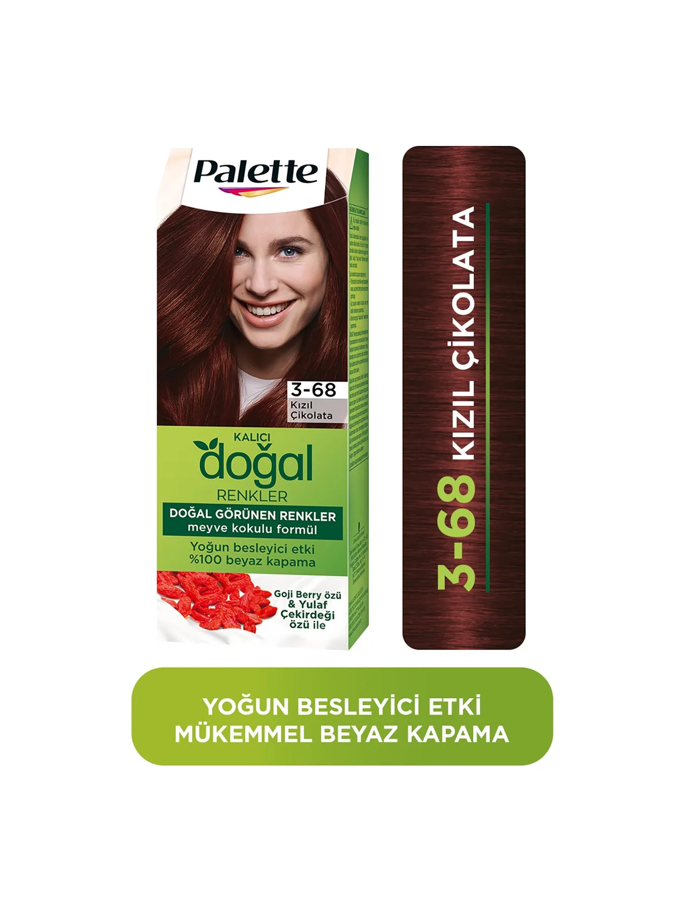 Palette Kalıcı Doğal Renkler 3-68 Kızıl Çikolata Goji Berry Özü & Yulaf Çekirdeği Özlü Saç Boyası