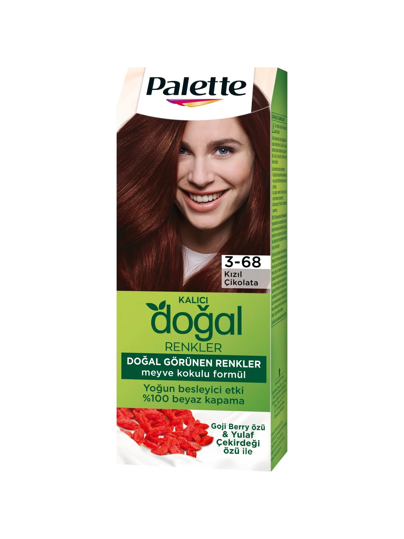 Palette Kalıcı Doğal Renkler 3-68 Kızıl Çikolata Goji Berry Özü & Yulaf Çekirdeği Özlü Saç Boyası