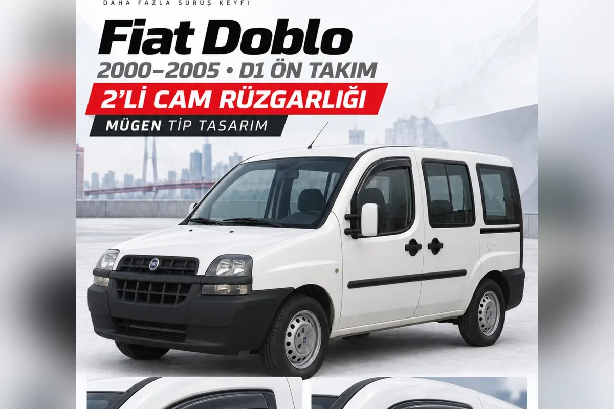 Fiat Doblo 1 2000-2005 ön kapılara takılı 2 parça cam rüzgarlığı beyaz combi