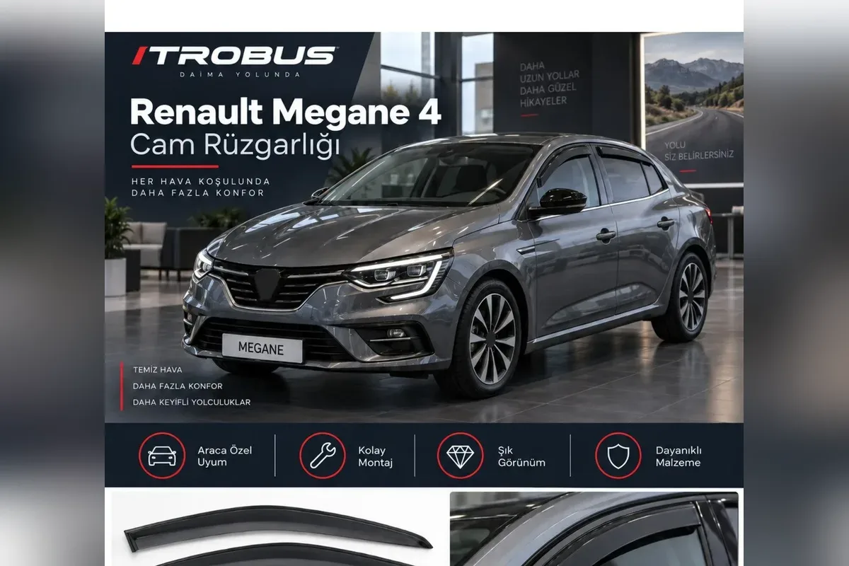 Renault Megane cam rüzgarlığı takılı araç görünümü