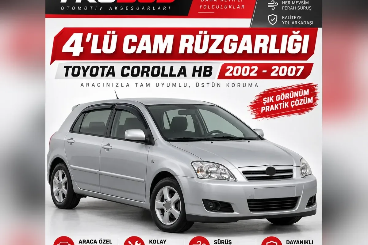 Toyota Corolla cam rüzgarlığı takılı araç görünümü