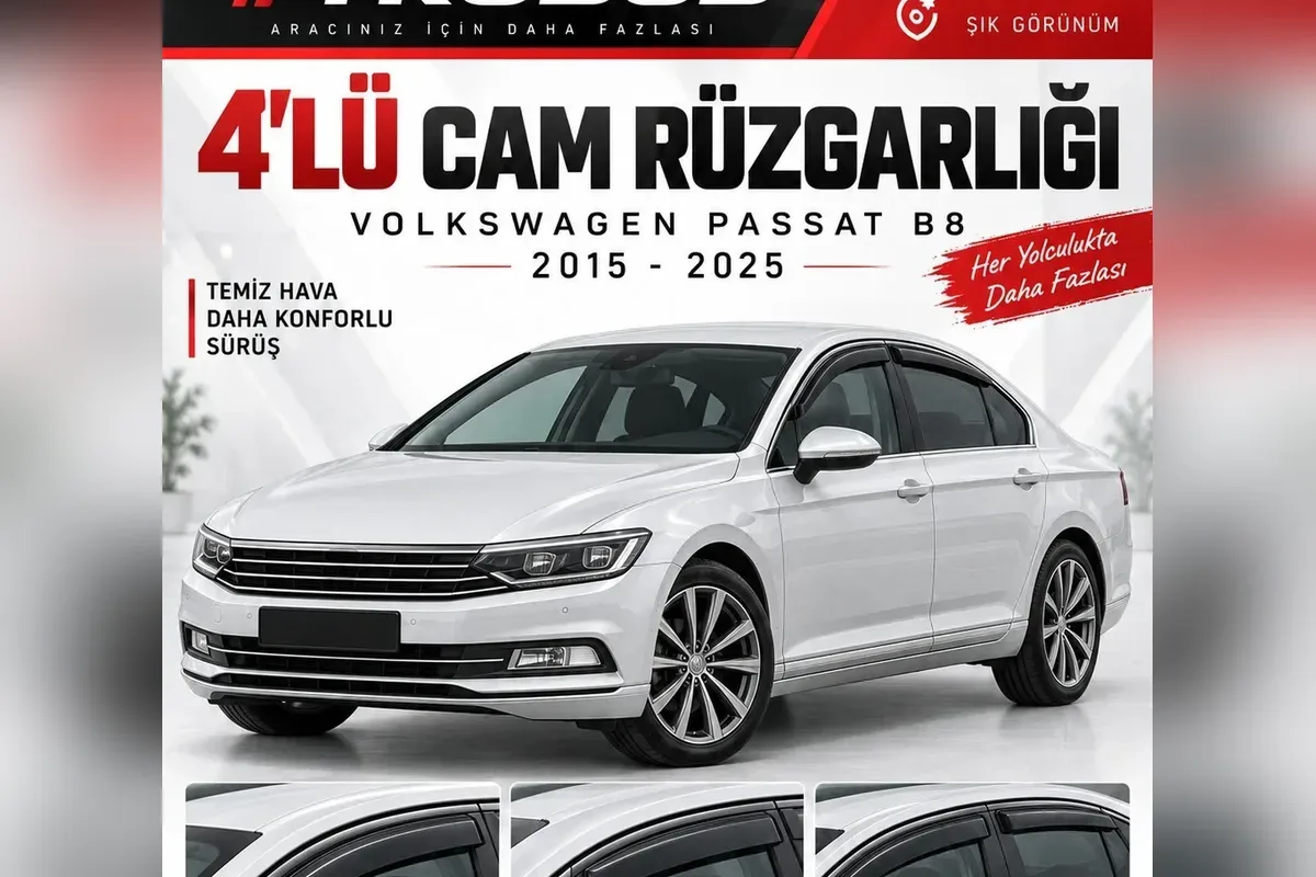 Volkswagen Passat cam rüzgarlığı takılı araç görünümü