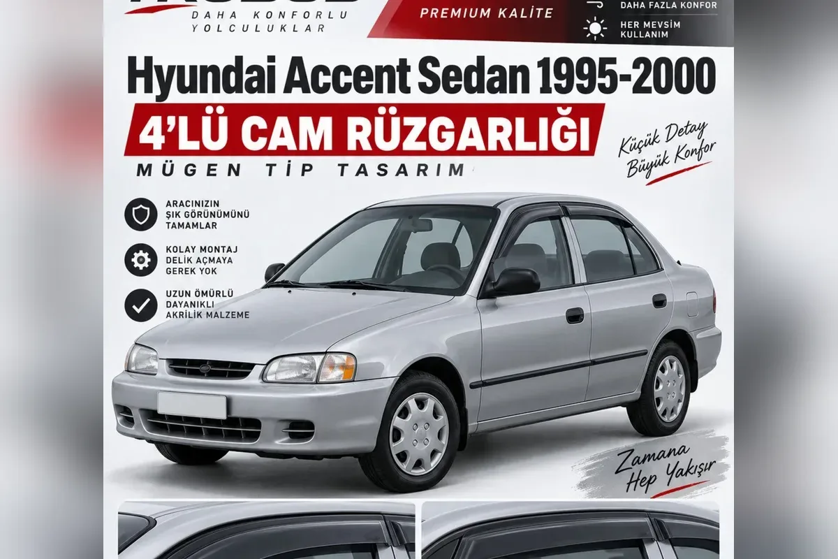 Hyundai Accent cam rüzgarlığı takılı araç görünümü