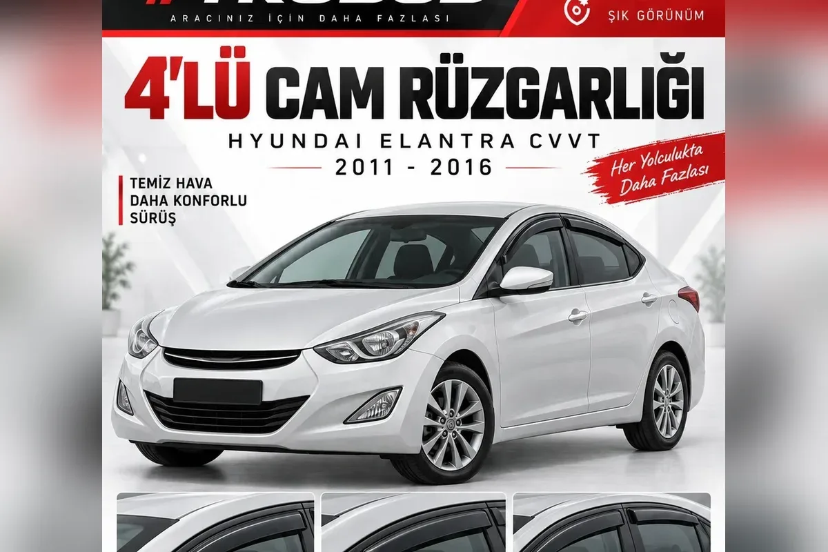 Hyundai Elantra cam rüzgarlığı takılı sedan görünümü