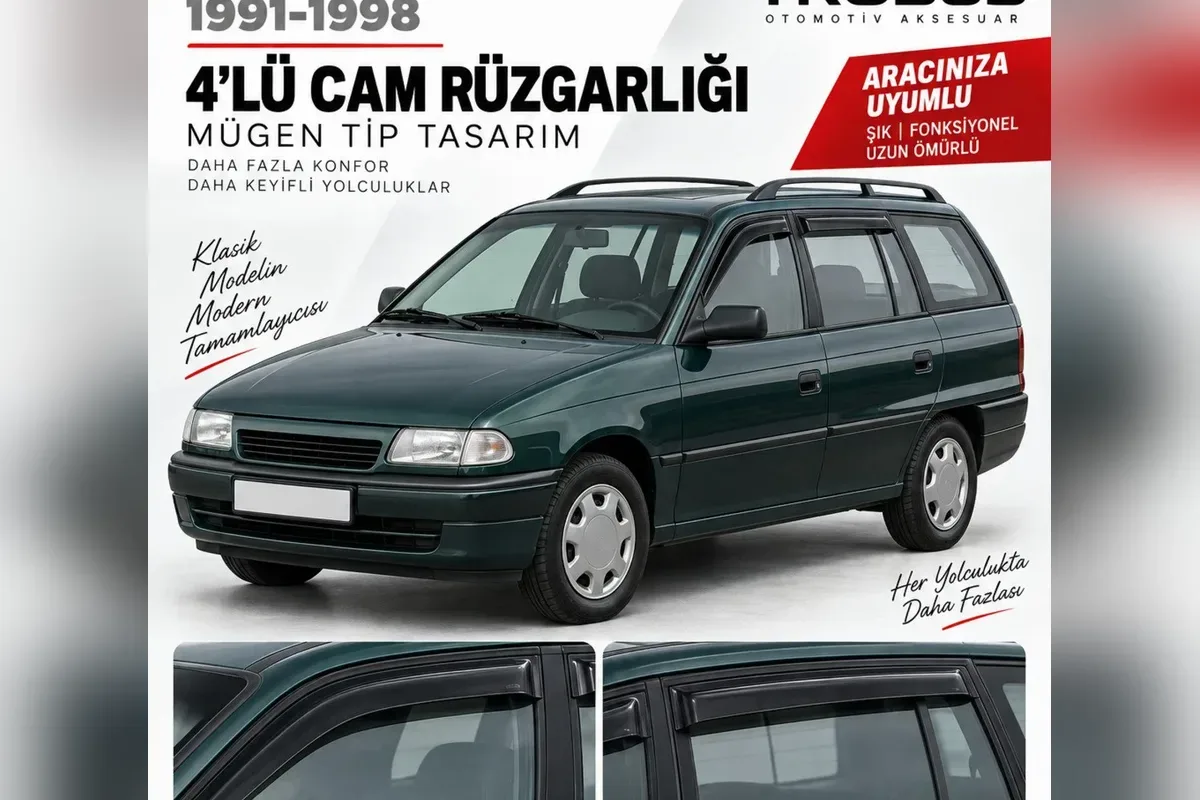 Opel Astra cam rüzgarlığı takılı araç görünümü
