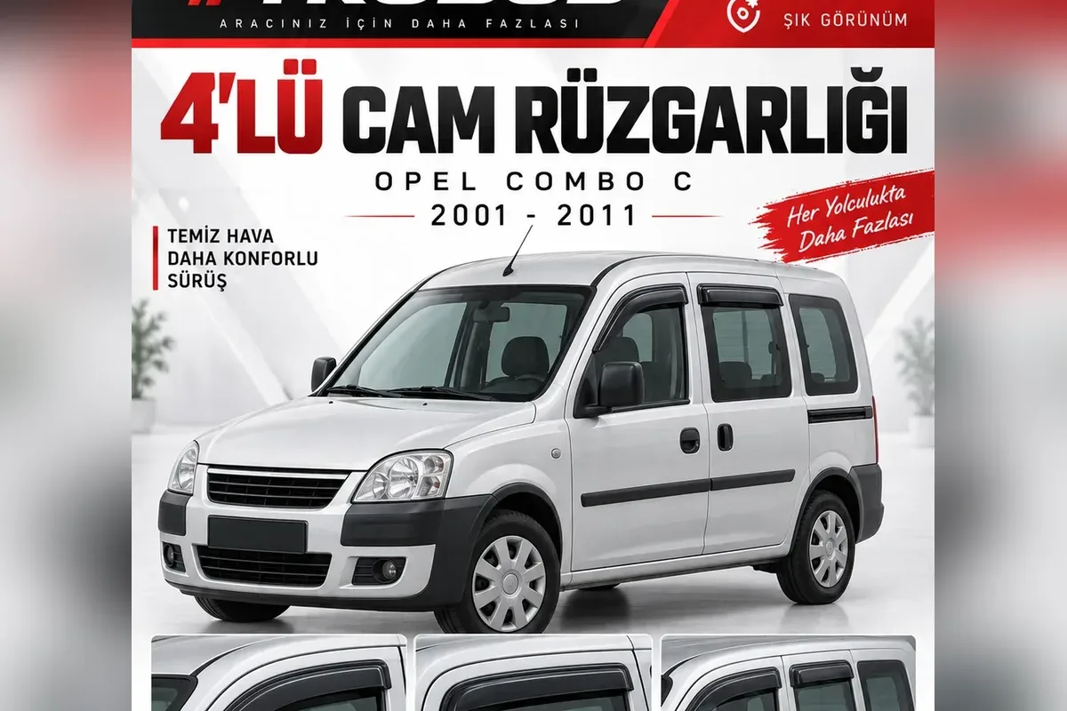 Opel Combo cam rüzgarlığı takılı ticari araç görünümü