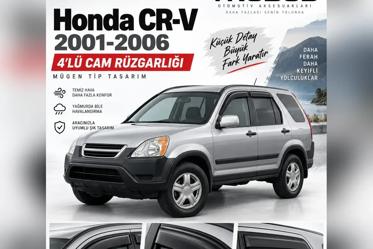 Honda CR-V cam rüzgarlığı takılı SUV yan görünümü