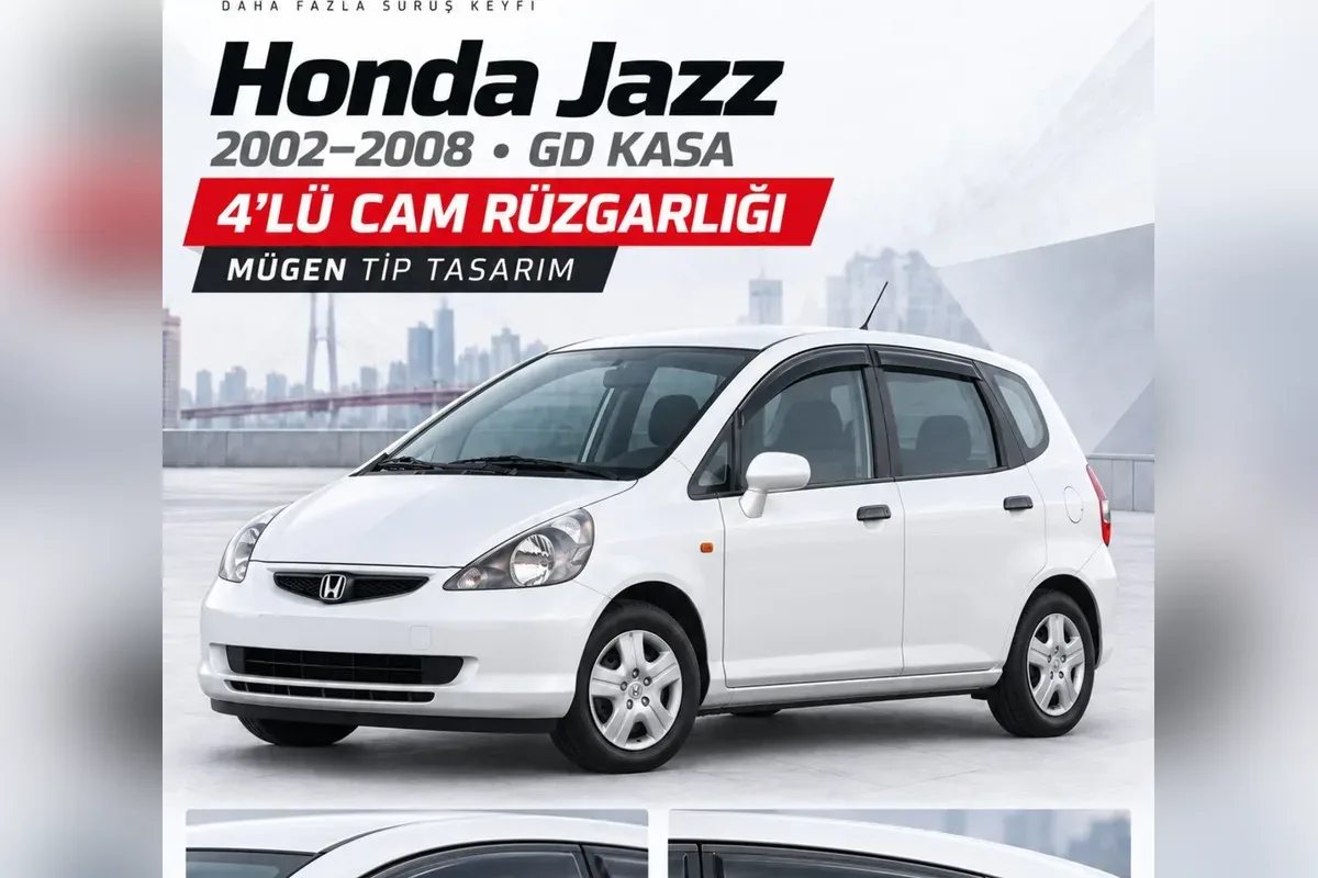 Honda Jazz cam rüzgarlığı takılı hatchback yan görünümü
