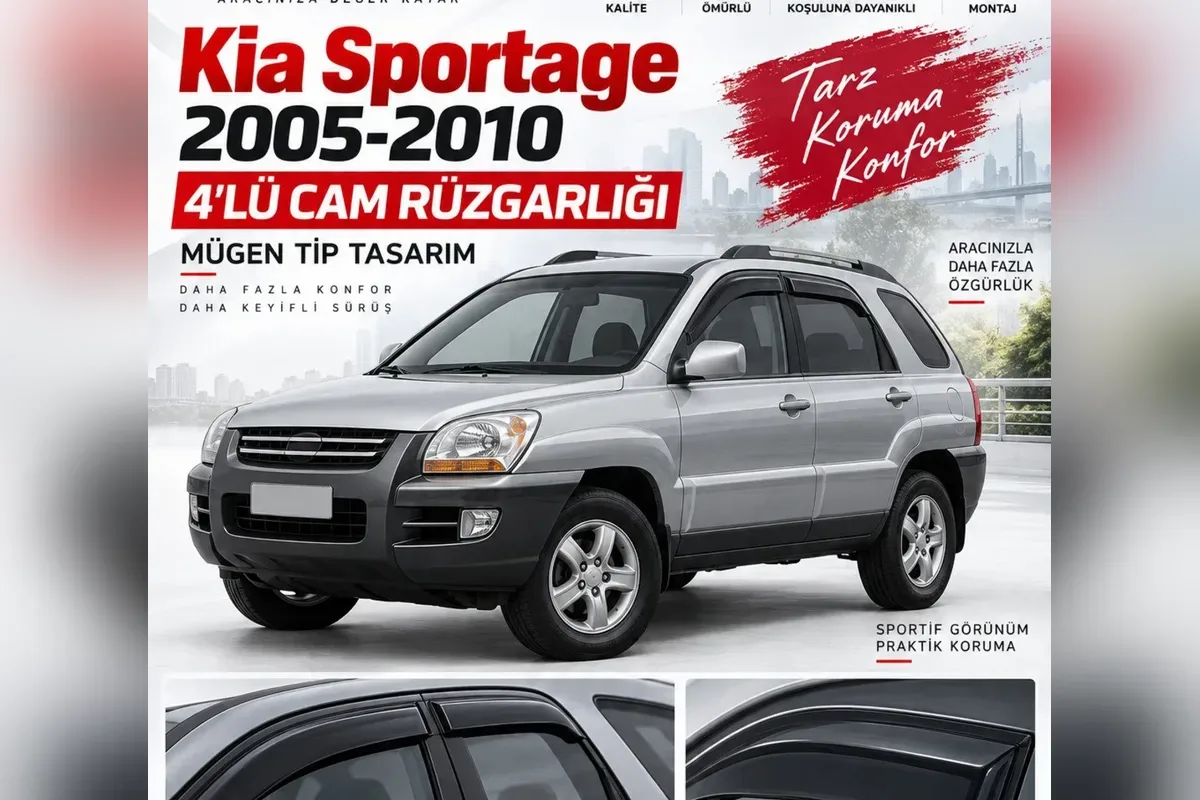 Kia Sportage cam rüzgarlığı takılı SUV yan görünümü
