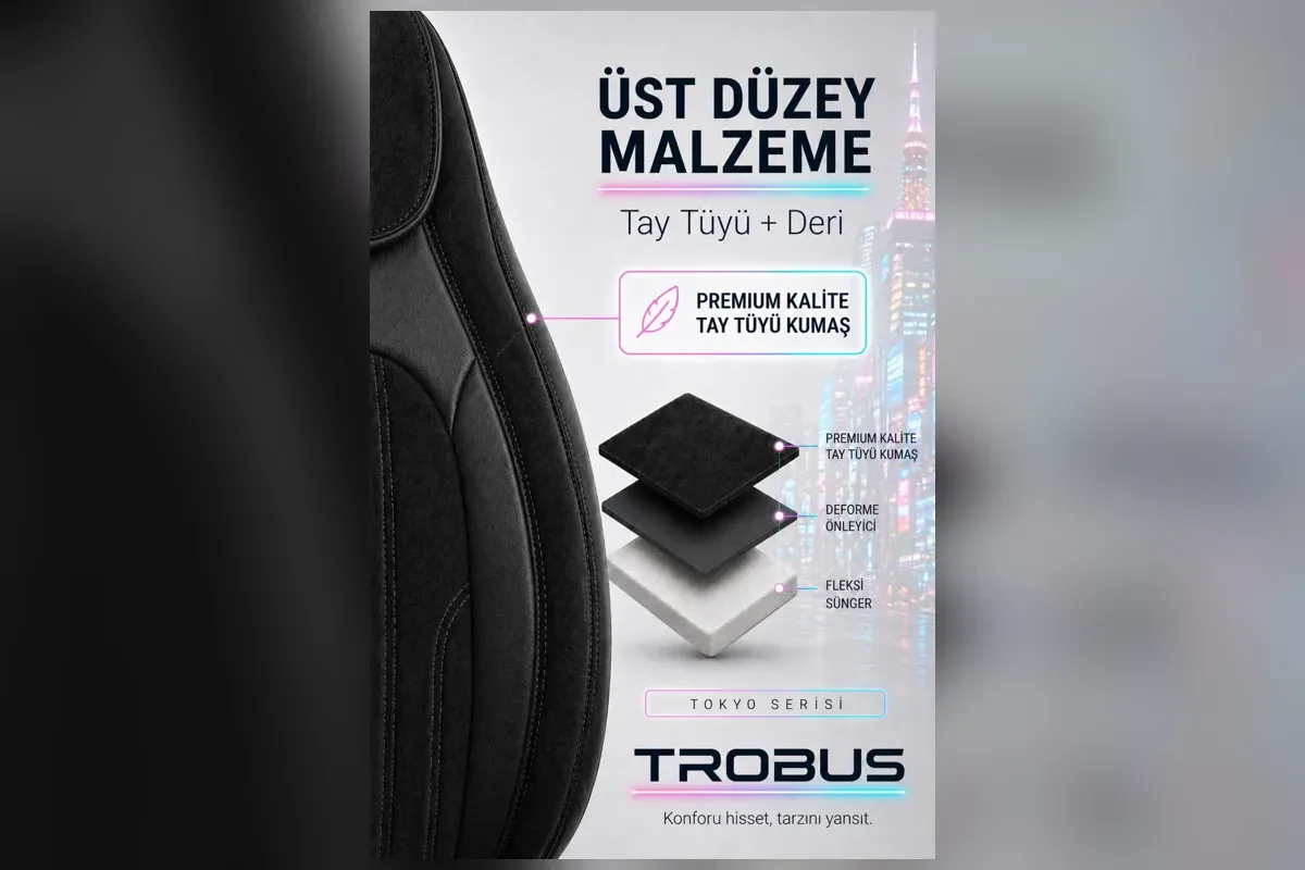 Fermuarlı kafalık kılıflı universal oto koltuk kılıfı ön koltuk