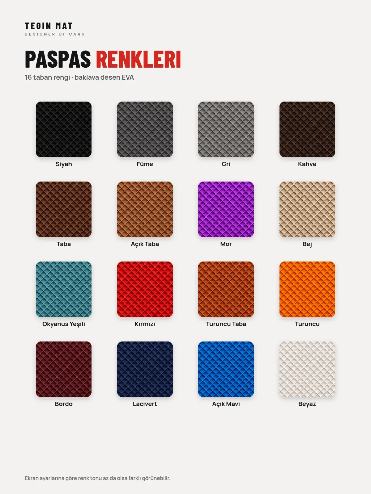 EVA renk kartelası