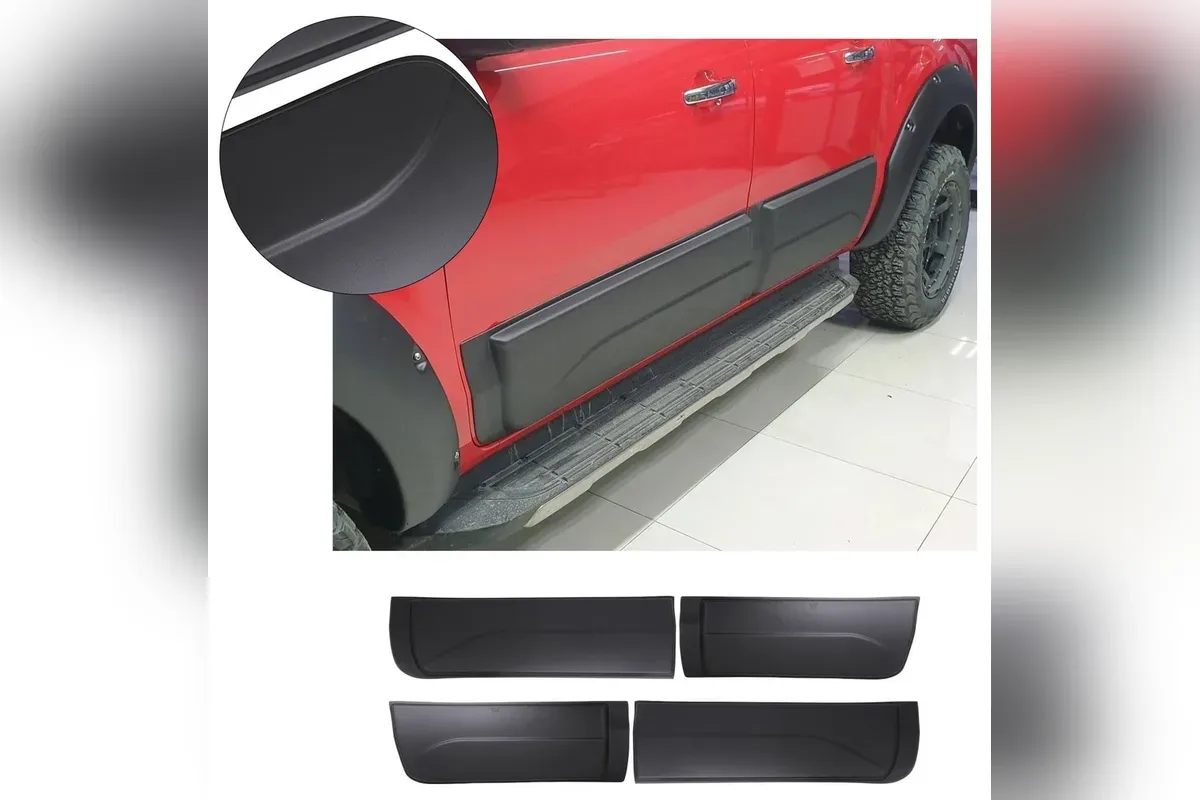 Ford Ranger 2015-2019 için 4 parça mat siyah ABS kapı dodik seti, kırmızı pick-up üzerinde ve ayrı parçalar