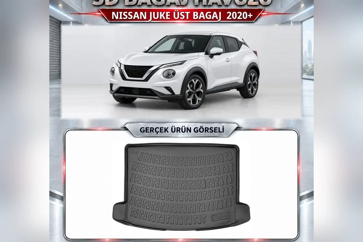 Nissan Juke 2020 sonrası ikinci nesil için üst bagaj 3D bagaj havuzu, beyaz araç ve gerçek ürün fotoğrafı