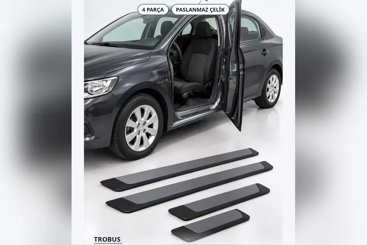 Peugeot 301 sedan 2012 ve sonrası için 4 parça paslanmaz çelik krom kapı eşiği, gri araç ve açık ön kapı