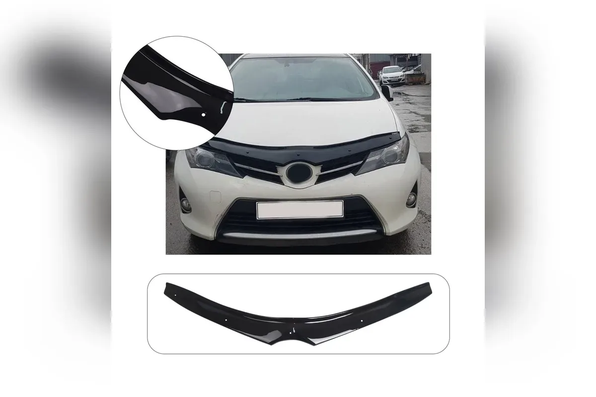 Toyota Auris 2012-2018 için parlak siyah ABS kaput rüzgarlığı, beyaz Auris 2 ön görünüm gerçek fotoğraf
