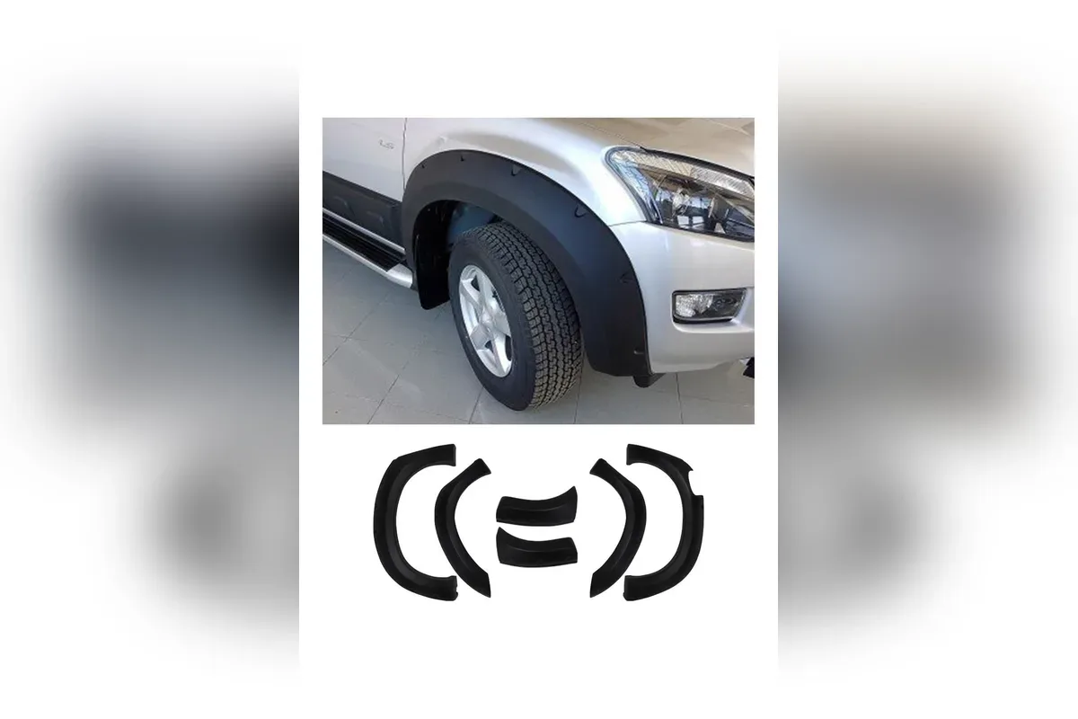 Isuzu D-Max 2012-2019 4x4 için 6 parça mat siyah ABS çamurluk dodik seti, araç üzerinde ve ayrı parçalar
