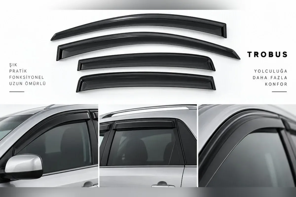 Kia Sorento XM kasa 2010-2014 için siyah 4 parça cam rüzgarlığı ve SUV kapı camlarında takılı görünümü