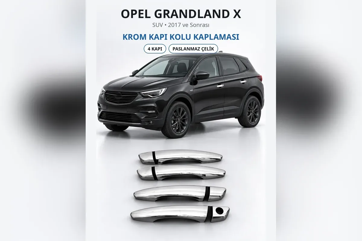 Opel Grandland X 2017 ve sonrası için paslanmaz çelik krom kapı kolu kaplaması 4 kapı set ve siyah Grandland X