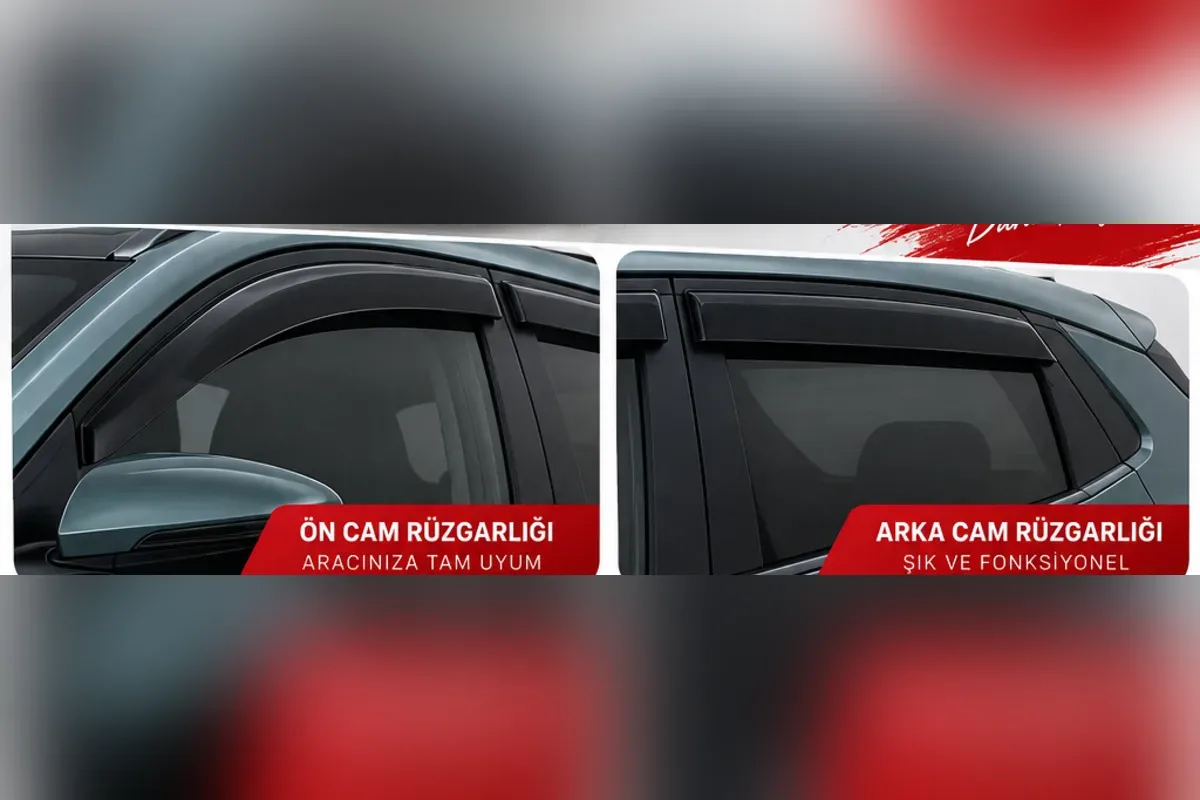 Hyundai Bayon ön ve arka kapı camlarında koyu renk 4 parça cam rüzgarlığı yakın görünüm