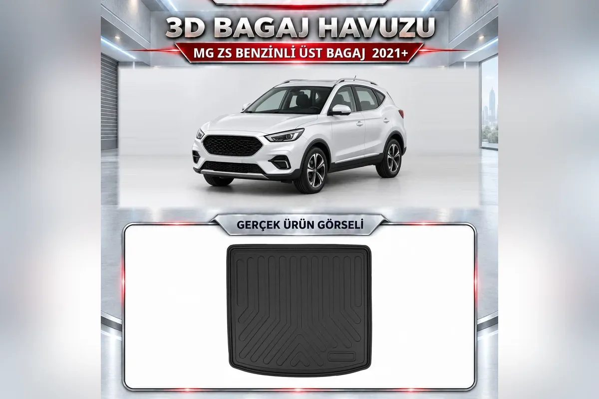 MG ZS benzinli 2021 sonrası üst bagaj için siyah 3D bagaj havuzu ve beyaz MG ZS