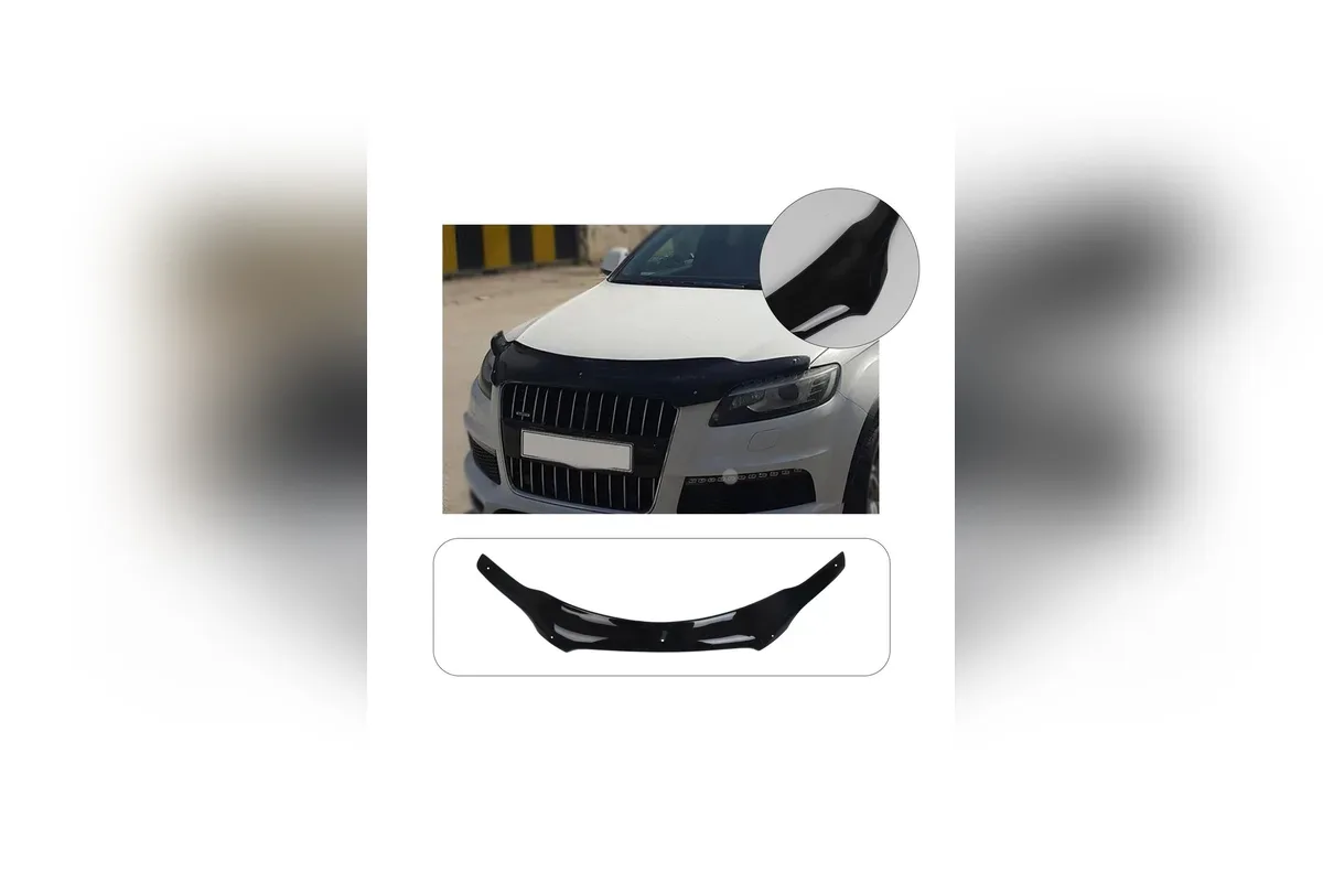 Audi Q7 2006-2017 için parlak siyah ABS kaput rüzgarlığı araç üzerinde