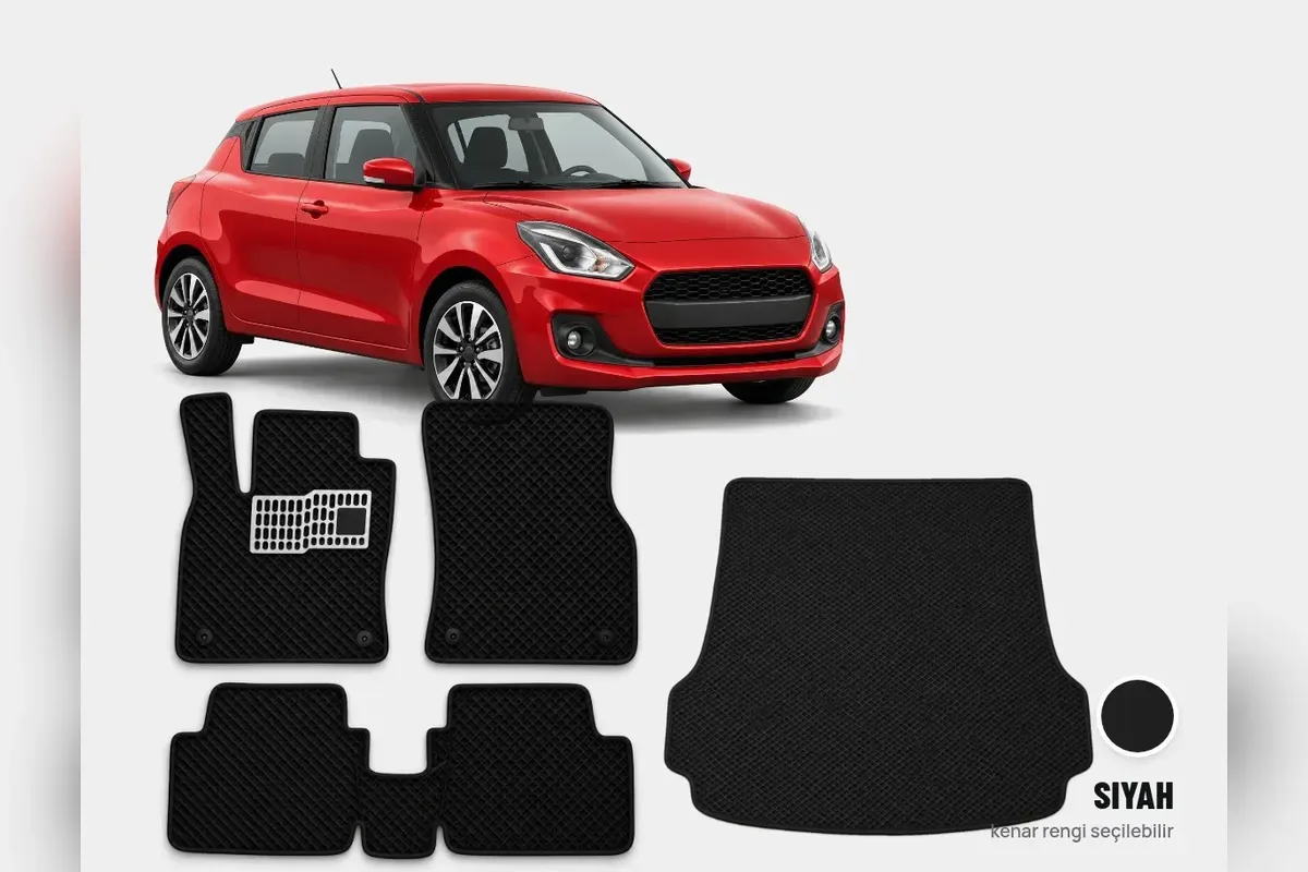 Suzuki Swift 2017-2025 için EVA paspas ve EVA bagaj havuzu seti siyah