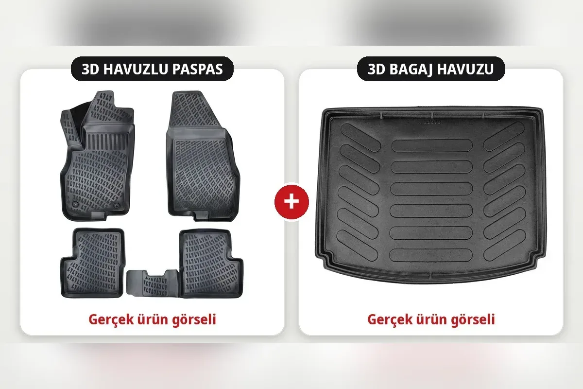 Fiat Punto Evo 2010 sonrası 3D havuzlu paspas ve 3D bagaj havuzu seti siyah